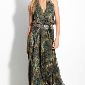 Haute Hippie Peacock Maxi Dress, Size S